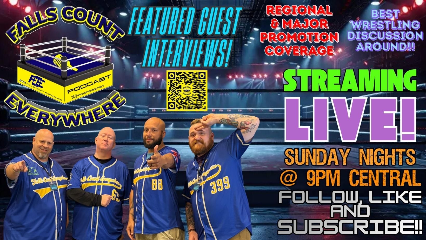 Falls Count Everywhere Podcast hosts and live show information